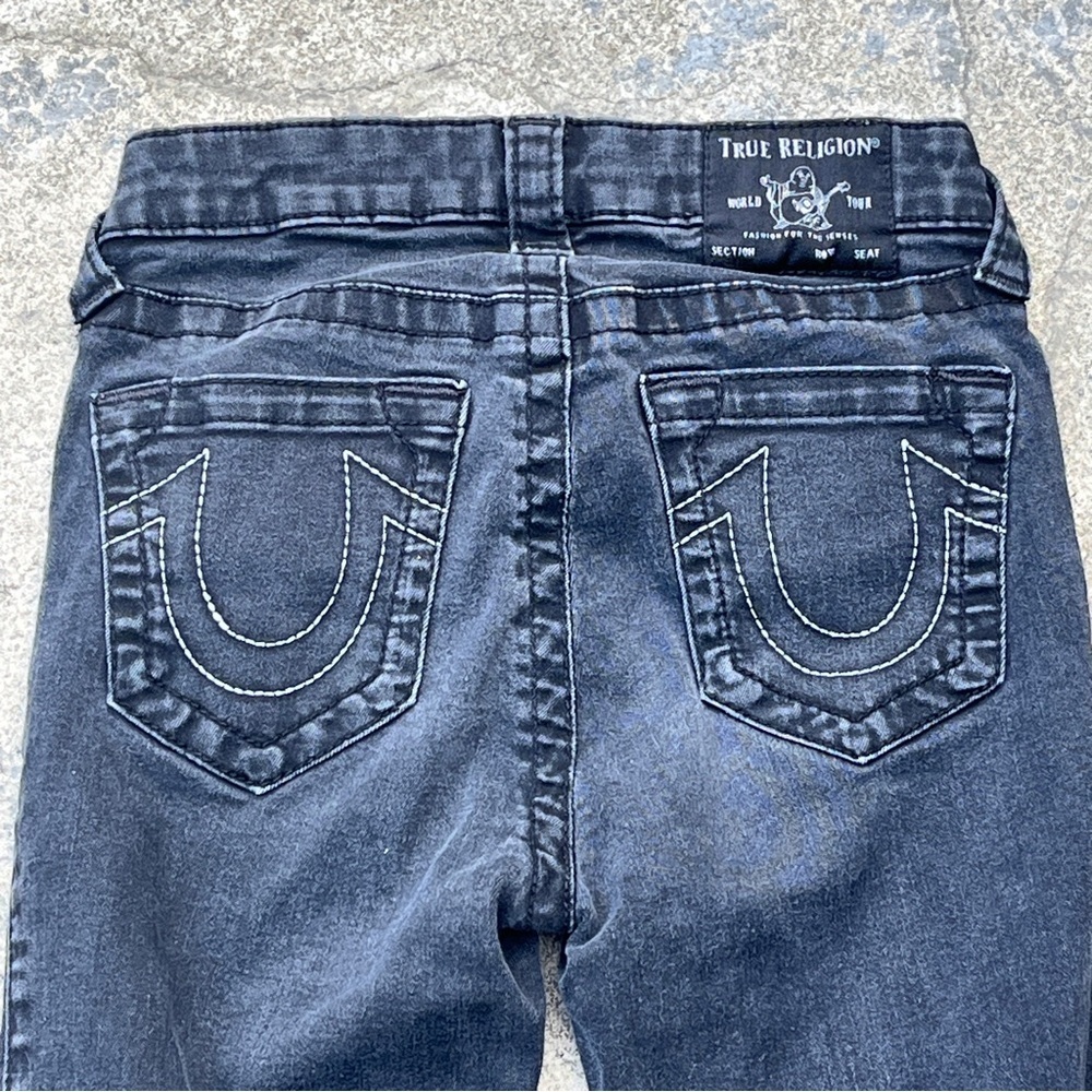 True Religion Halle Mid-Rise Super Skinny Jeans in Washed Black - Size 26